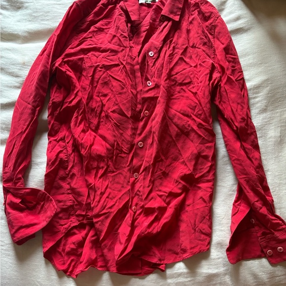 Equipment 100% Silk Red Casual Button Down Shirt - Picture 3 of 4